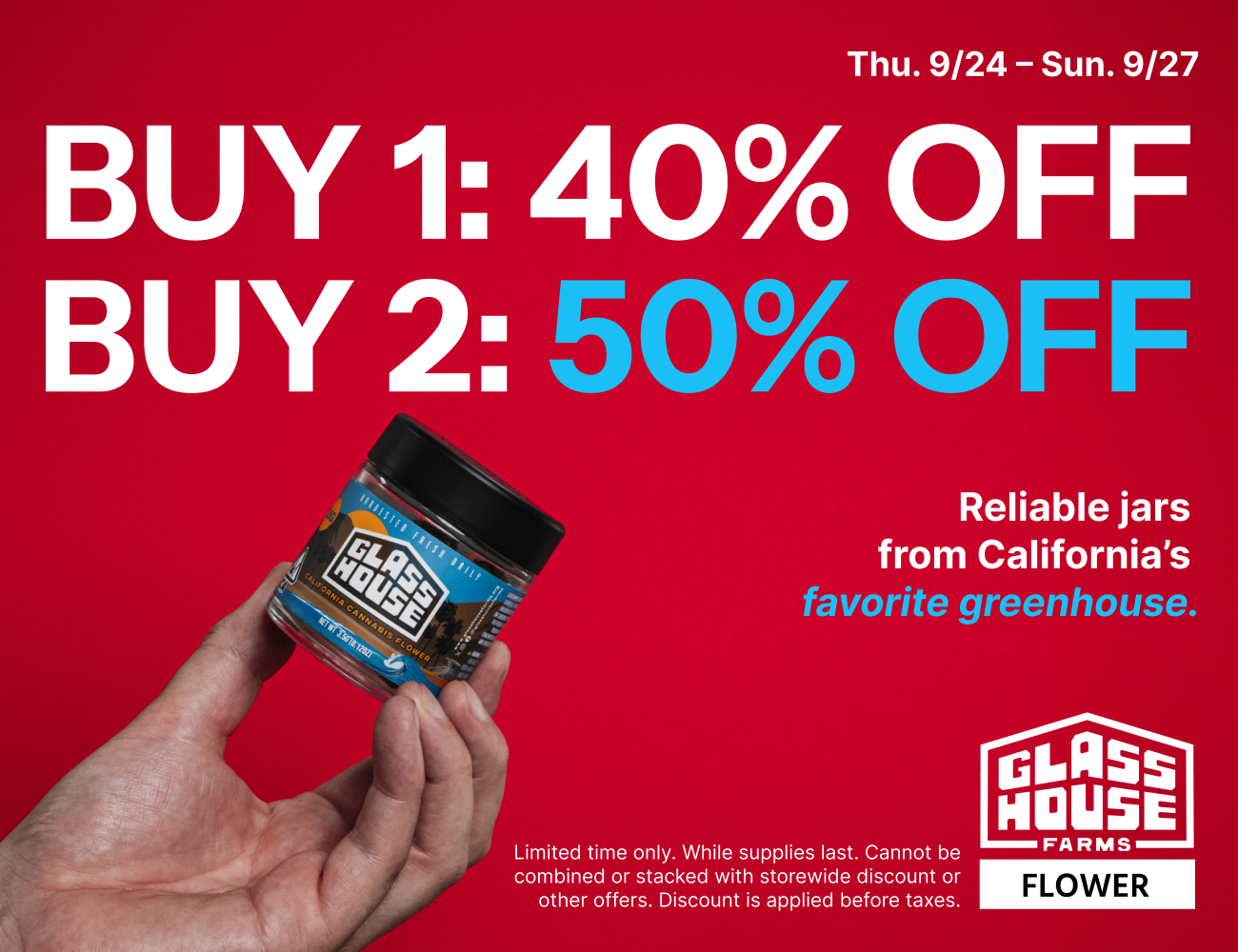 50% Off Glass House Farms Flower
