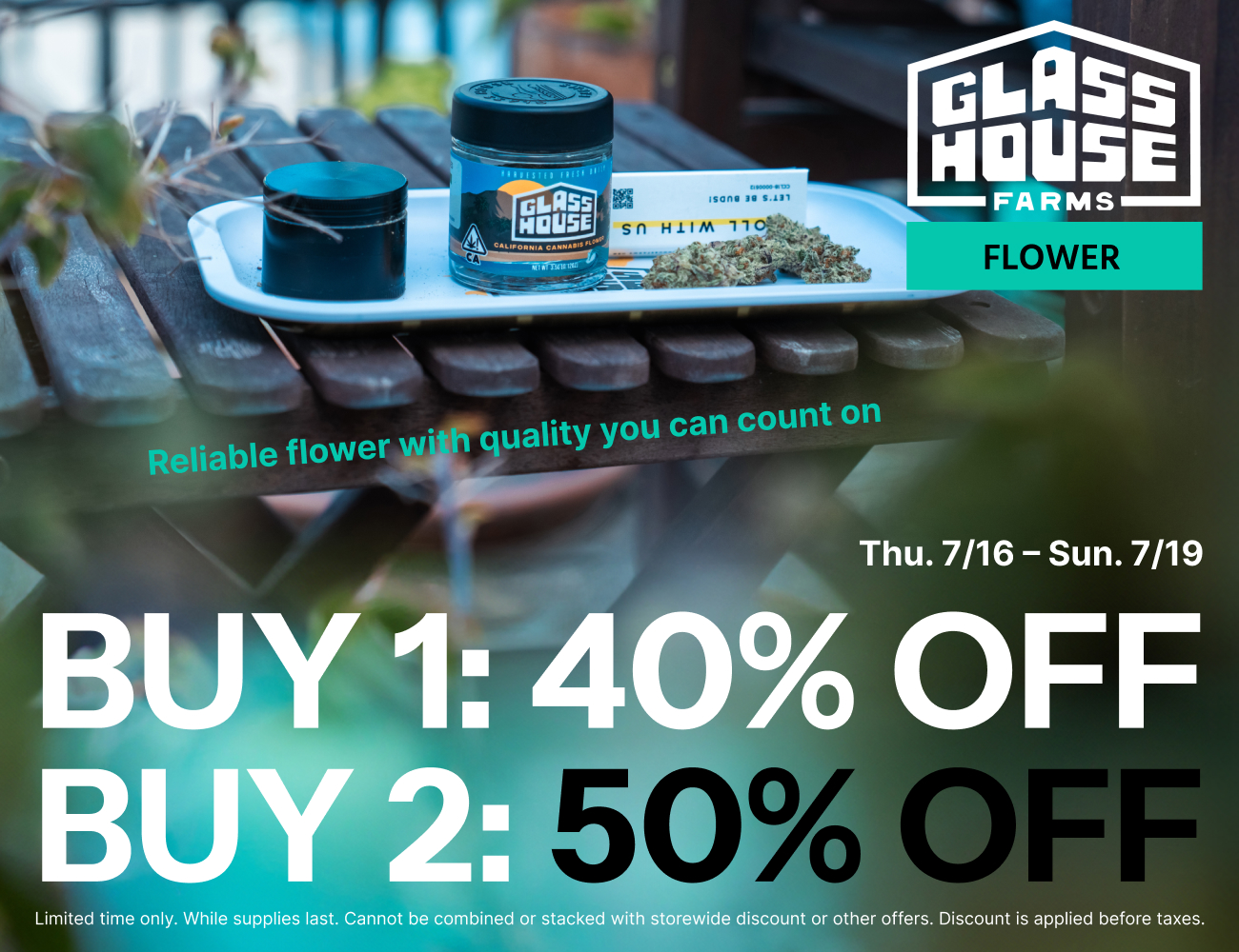 50% Off Glass House Farms Flower