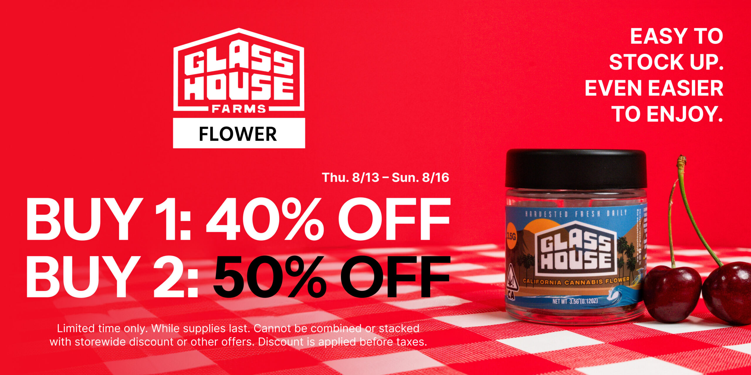 50% Off Glass House Farms Flower